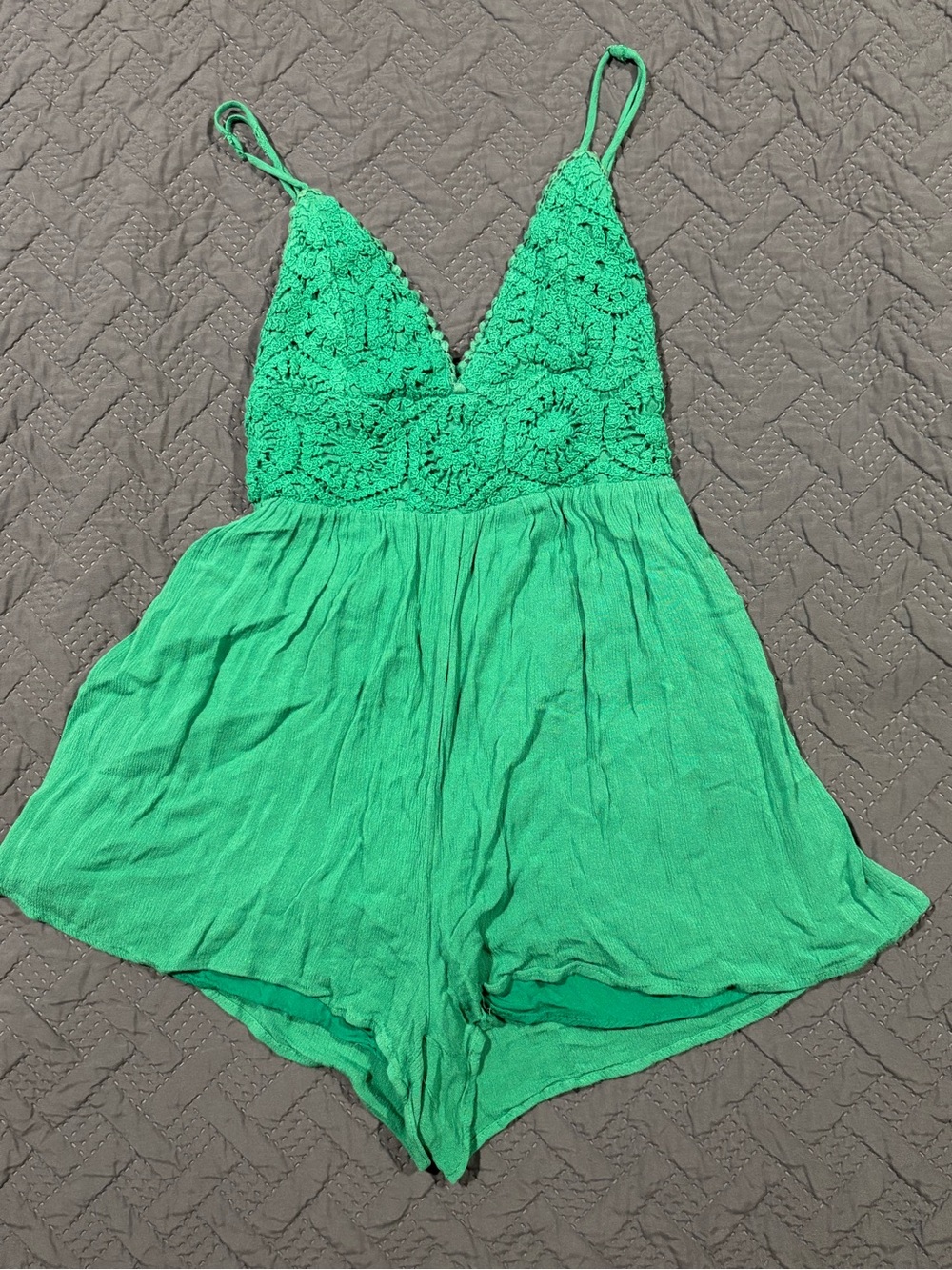 ILLA ILLA Green Crochet Bodice Romper